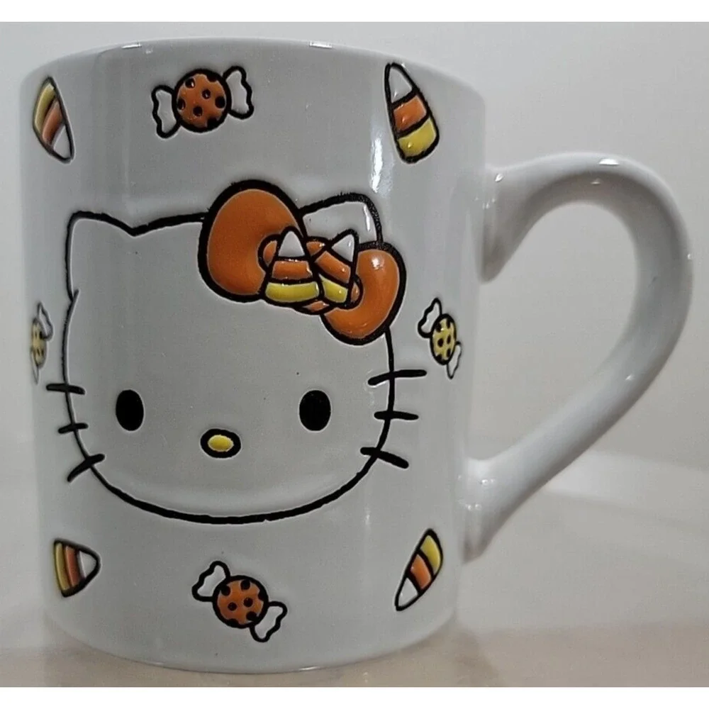 HELLO KITTY Halloween Candy Corn 14oz Coffee Mug Fall Autumn‎ Sanrio